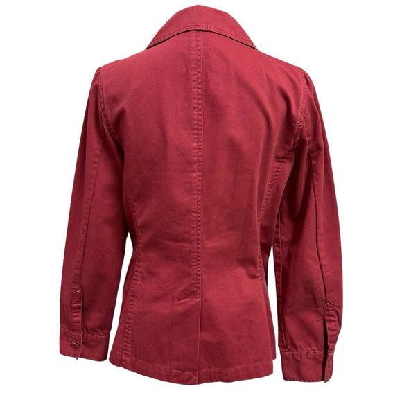 CAbi Jacket Women Size M Brick Red Cotton Long Sleeve Collar Button Front Boho - Picture 4 of 11